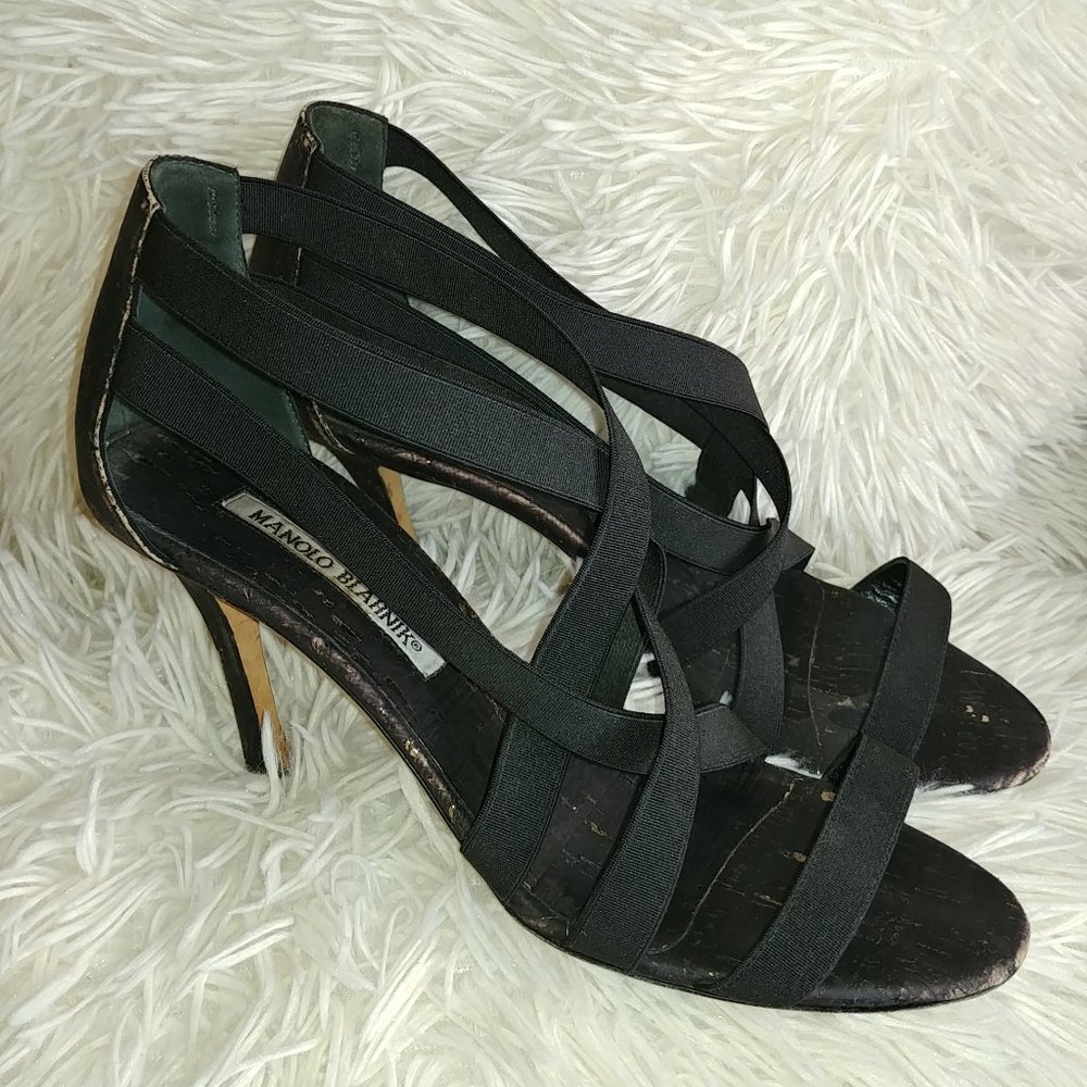 Manolo Blahnik Cork Multi-Strap Sandals